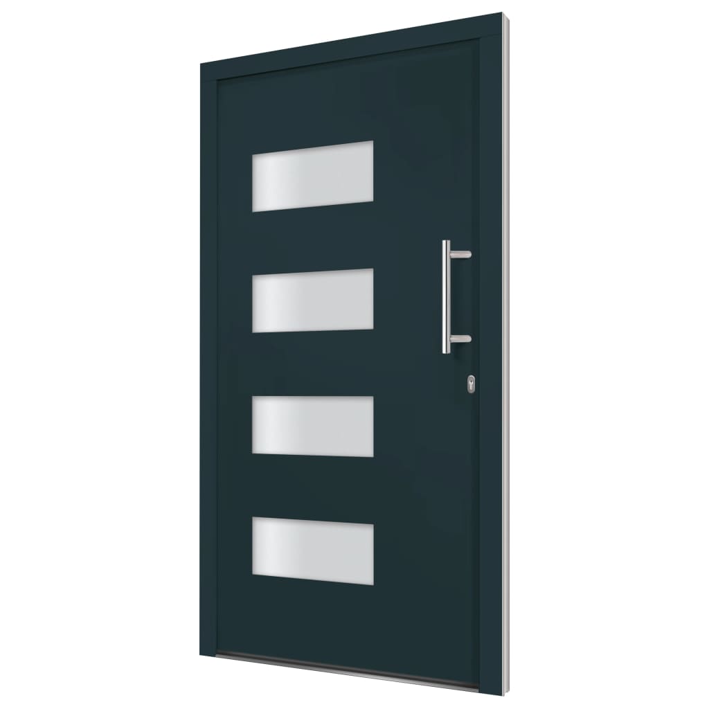 Porta d'Ingresso in Alluminio e PVC Antracite 110x210 cm | homemem39