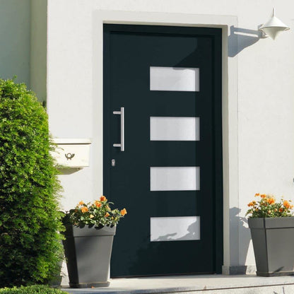 Porta d'Ingresso in Alluminio e PVC Antracite 100x200 cm | homemem39