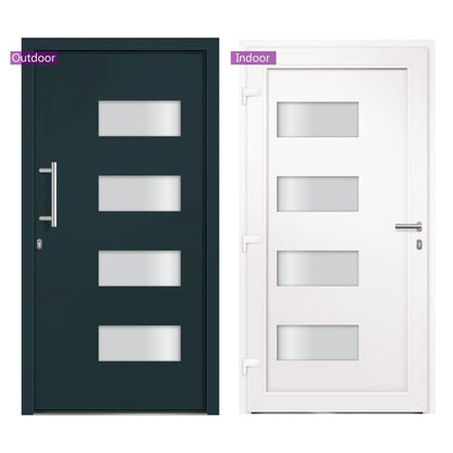 Porta d'Ingresso in Alluminio e PVC Antracite 100x210 cm | homemem39