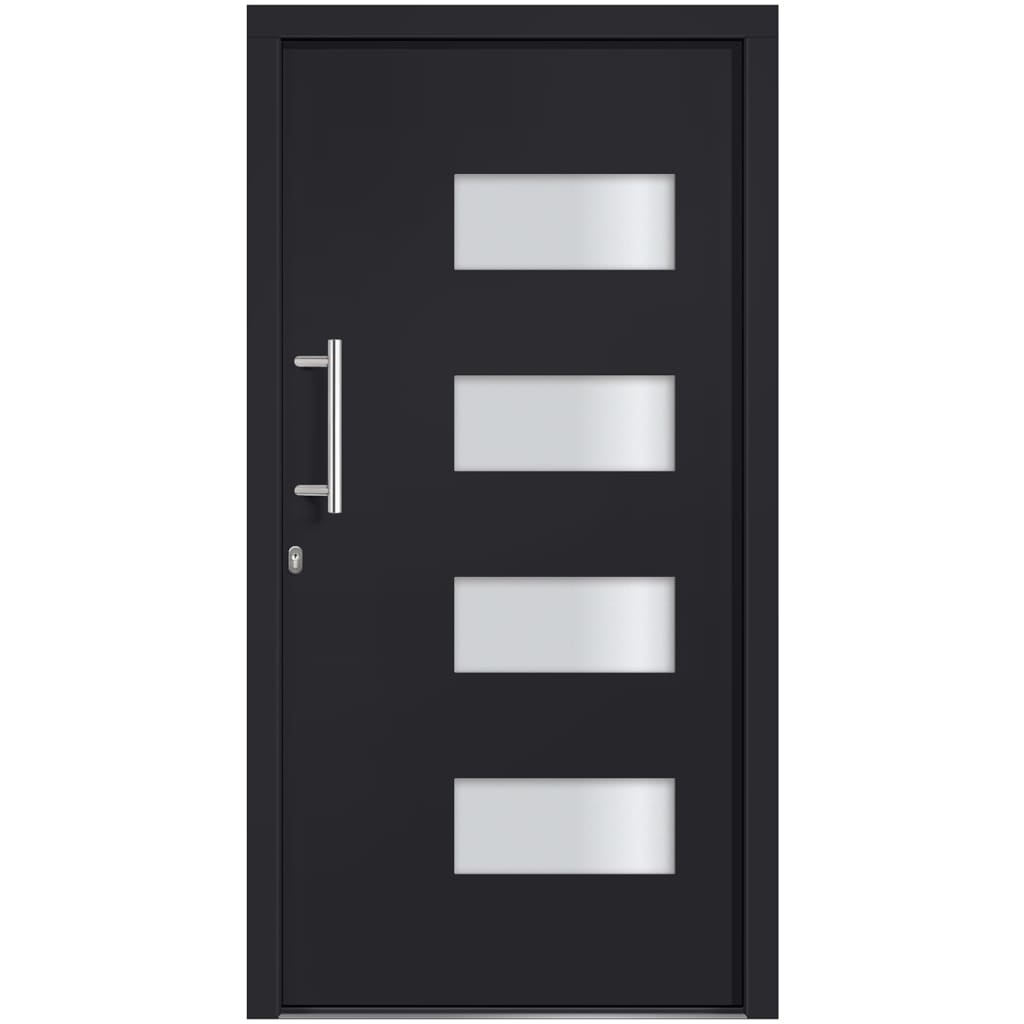 Porta d'Ingresso in Alluminio e PVC Antracite 110x210 cm | homemem39