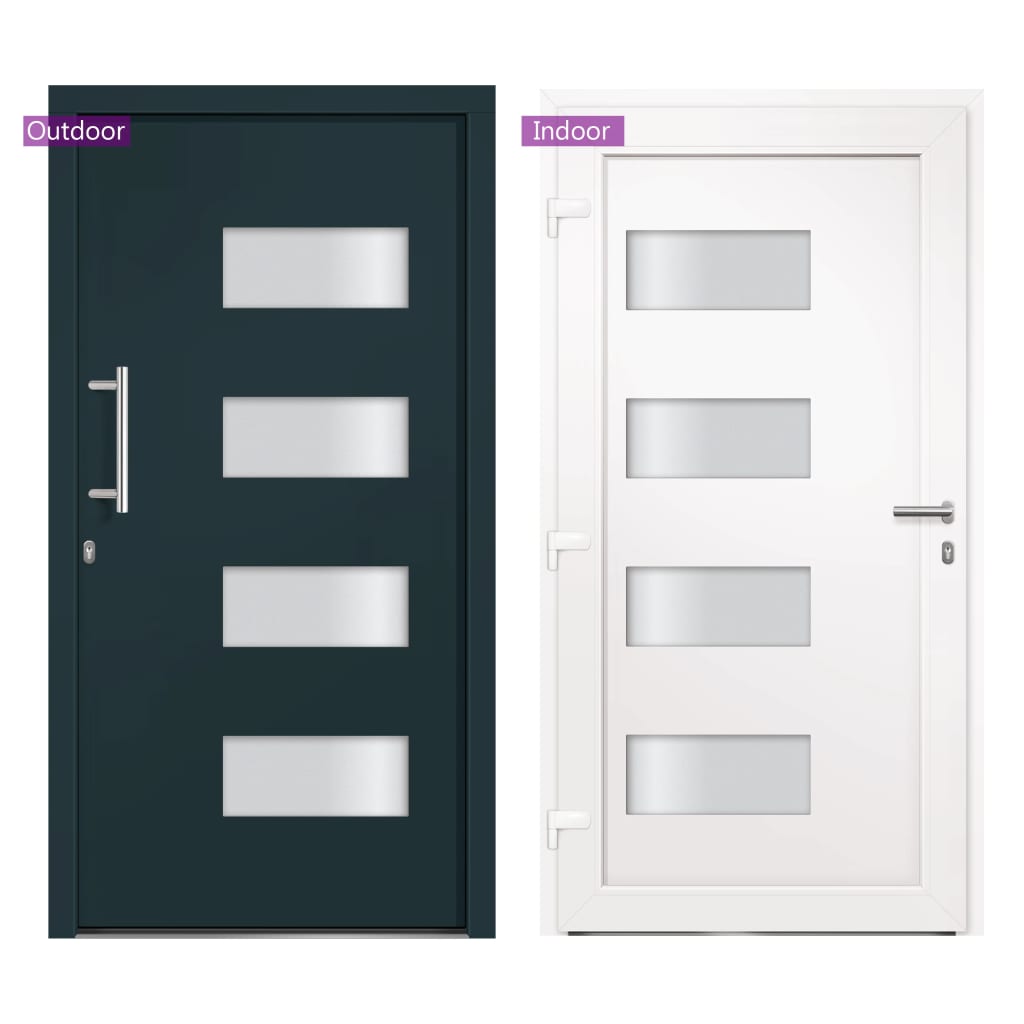 Porta d'Ingresso in Alluminio e PVC Antracite 110x210 cm | homemem39