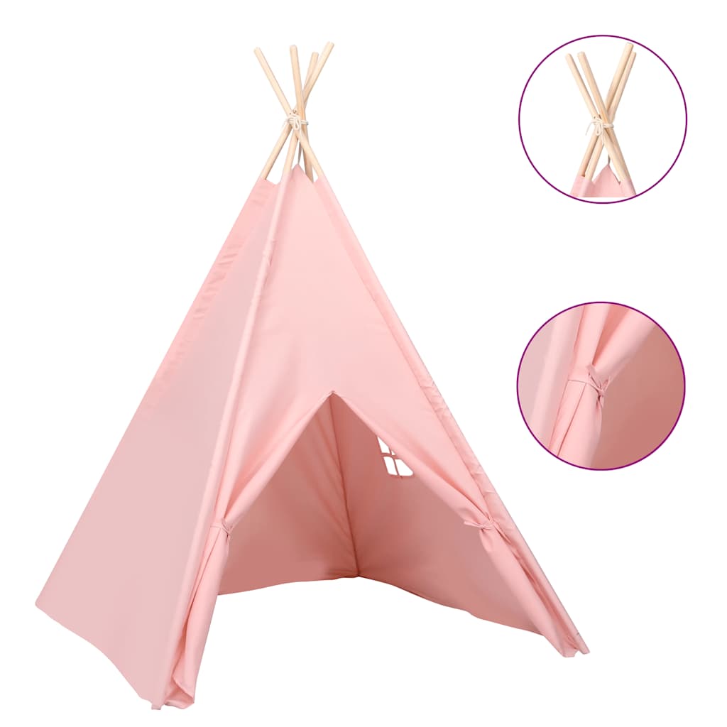 Tenda Tipi per Bambini con Borsa Rosa Microfibra 120x120x150cm