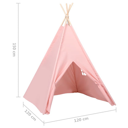 Tenda Tipi per Bambini con Borsa Rosa Microfibra 120x120x150cm