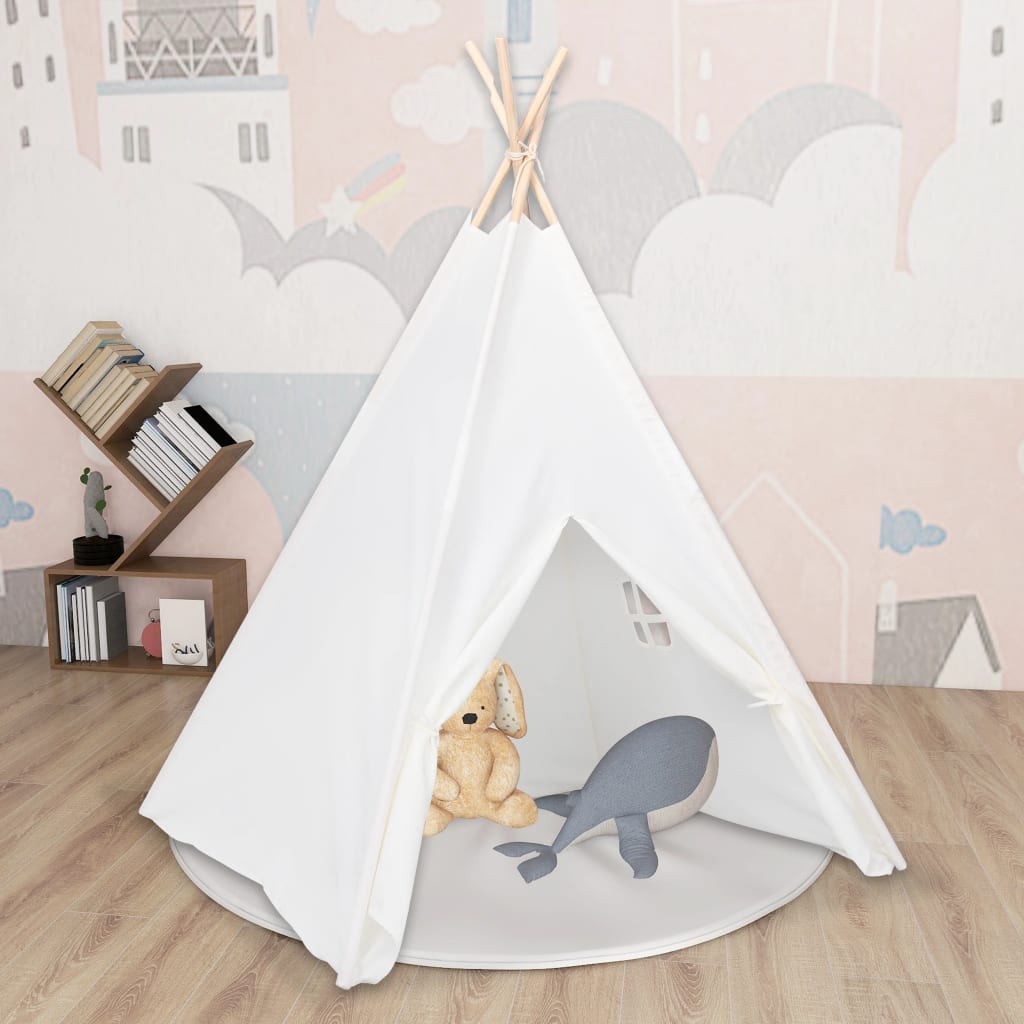 Tenda Tipi Bimbi Borsa Bianco Microfibra Strisce 120x120x150cm - homemem39