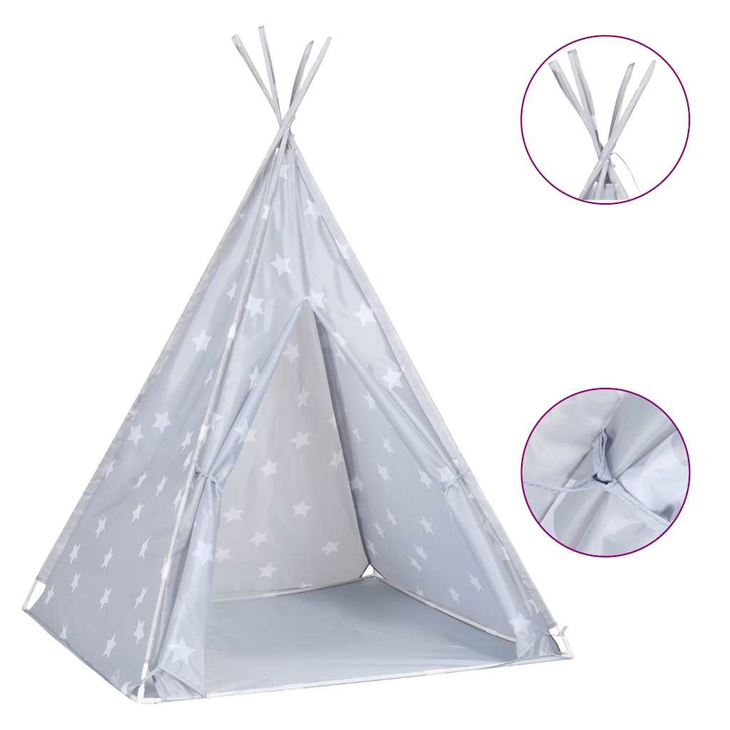 Tenda Tipi Bambini con Borsa Grigio Poliestere 115x115x160cm