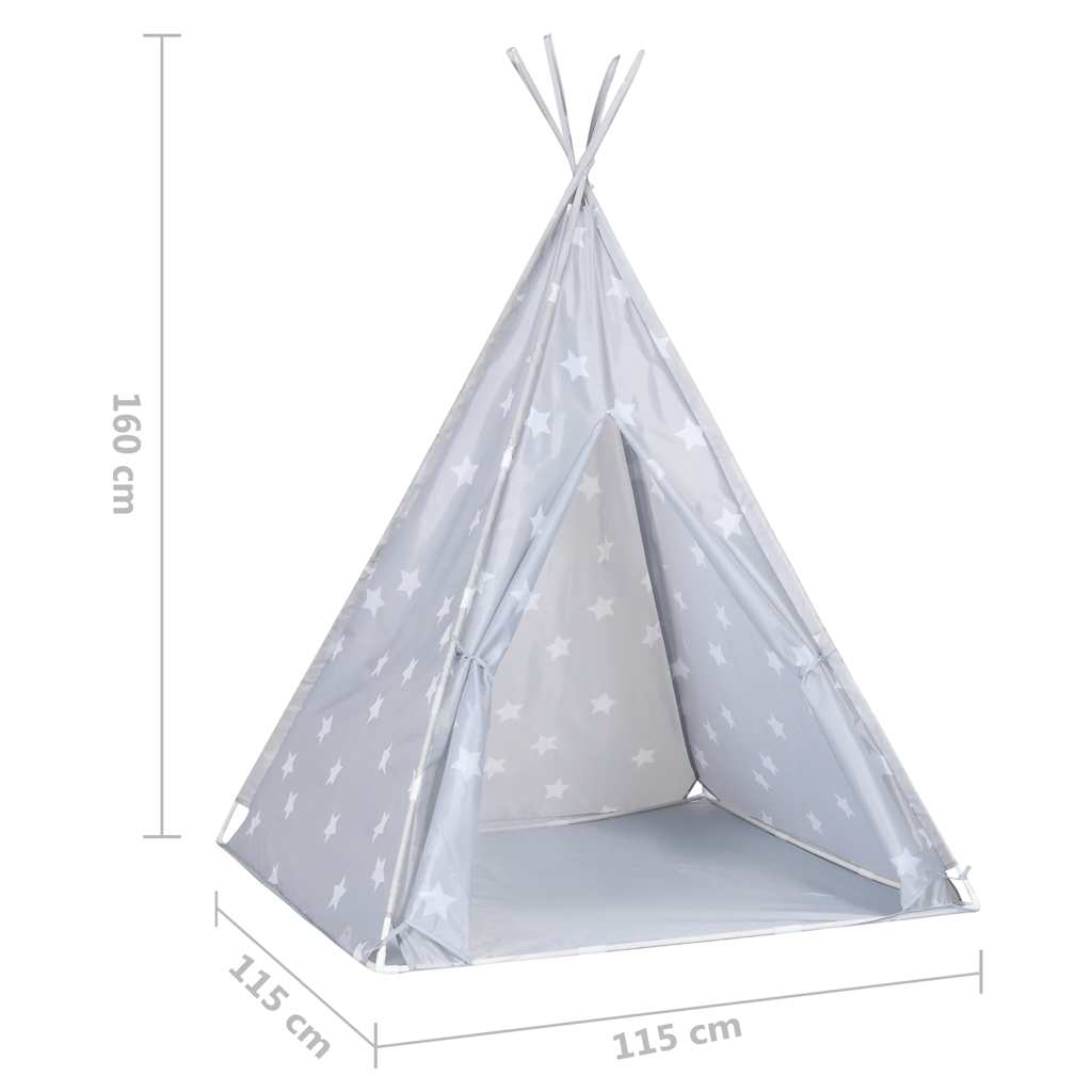Tenda Tipi Bambini con Borsa Grigio Poliestere 115x115x160cm