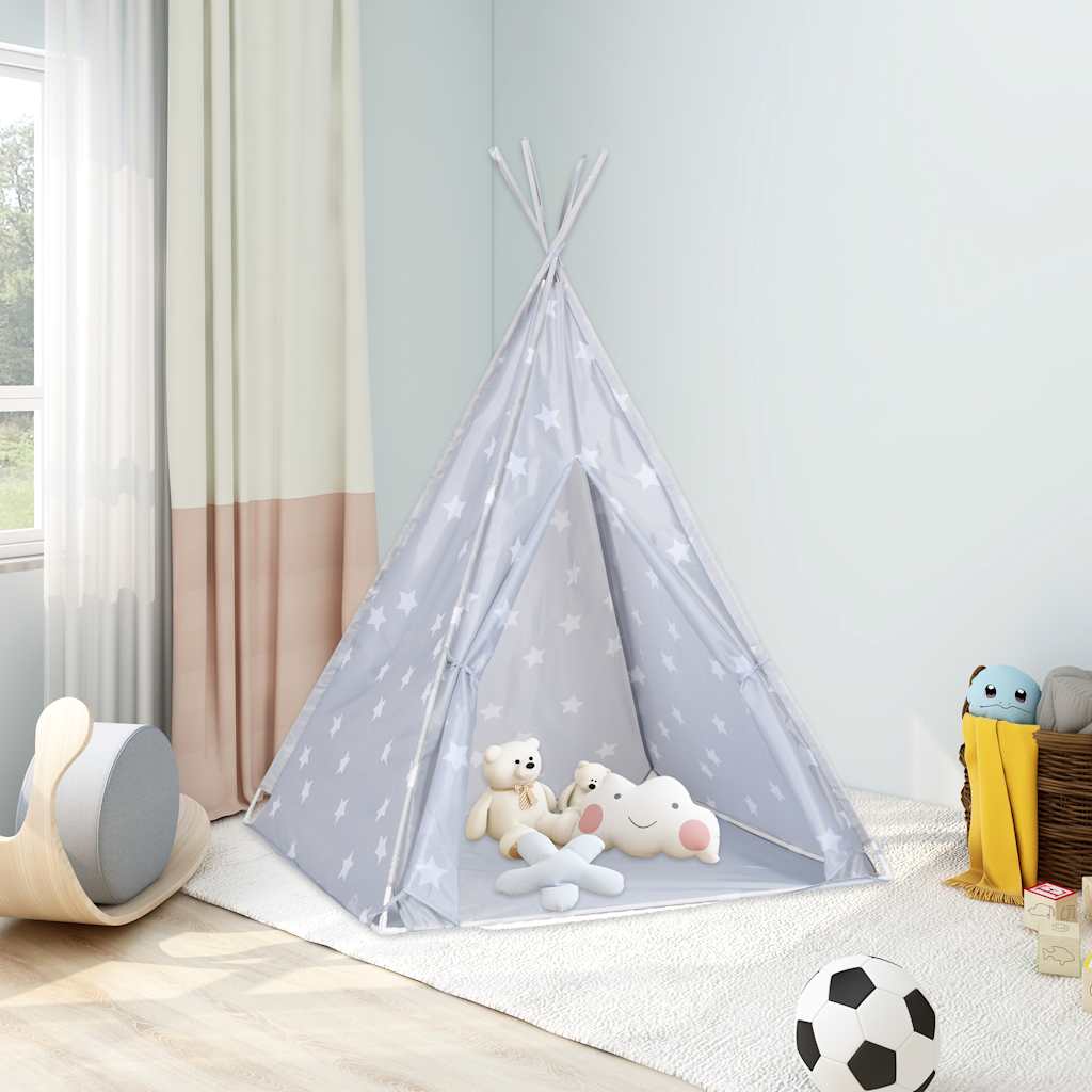 Tenda Tipi Bambini con Borsa Grigio Poliestere 115x115x160cm