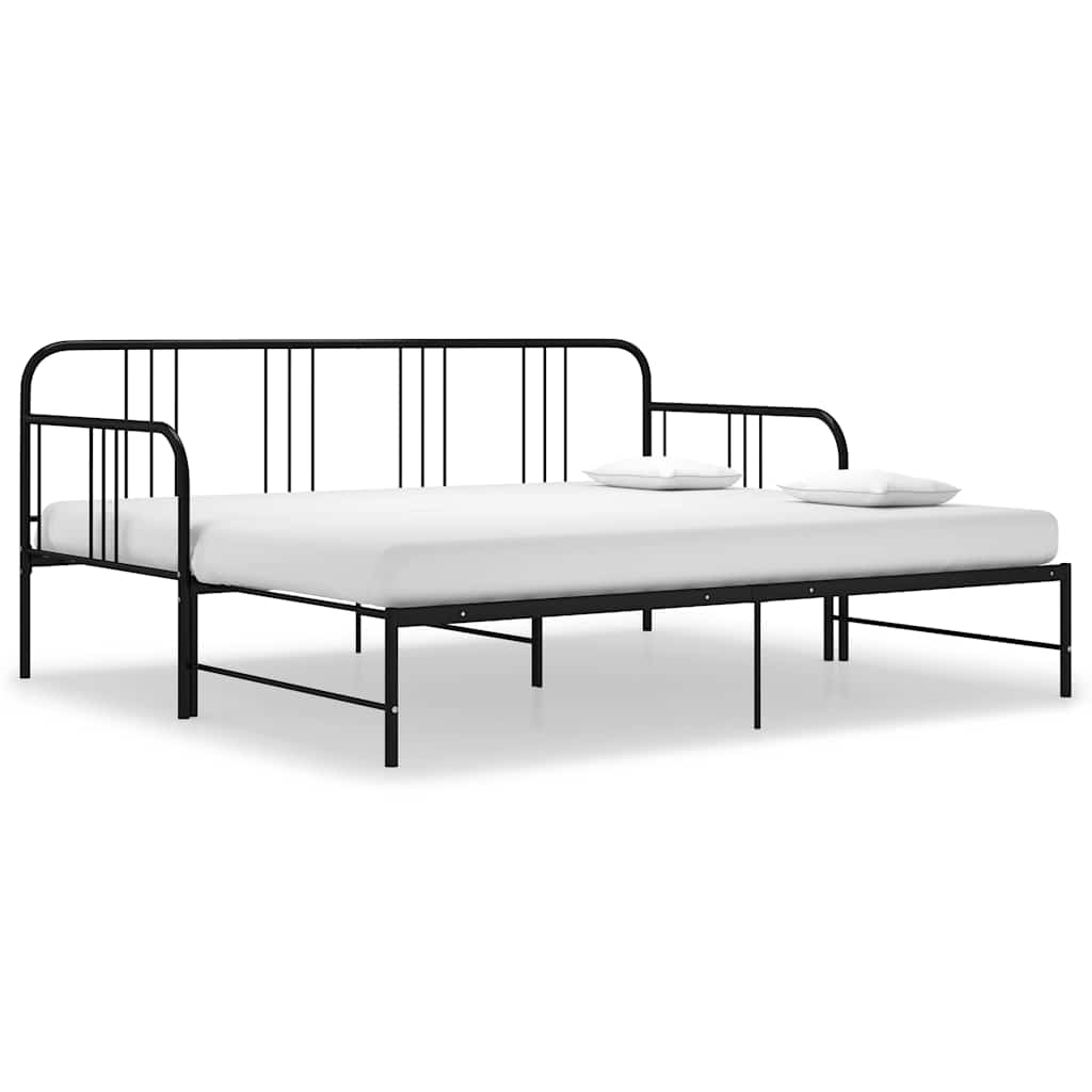 Telaio Divano Letto Estraibile Nero in Metallo 90x200 cm