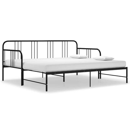 Telaio Divano Letto Estraibile Nero in Metallo 90x200 cm