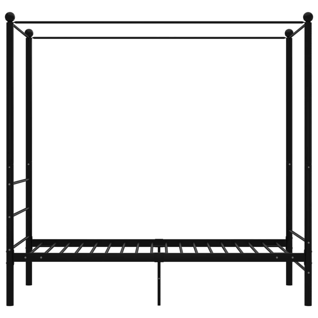 Letto a Baldacchino Nero in Metallo 90x200 cm - homemem39