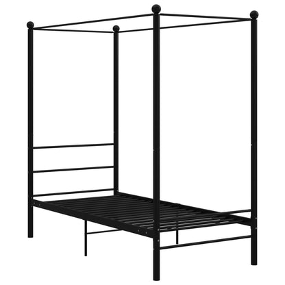 Letto a Baldacchino Nero in Metallo 100x200 cm - homemem39