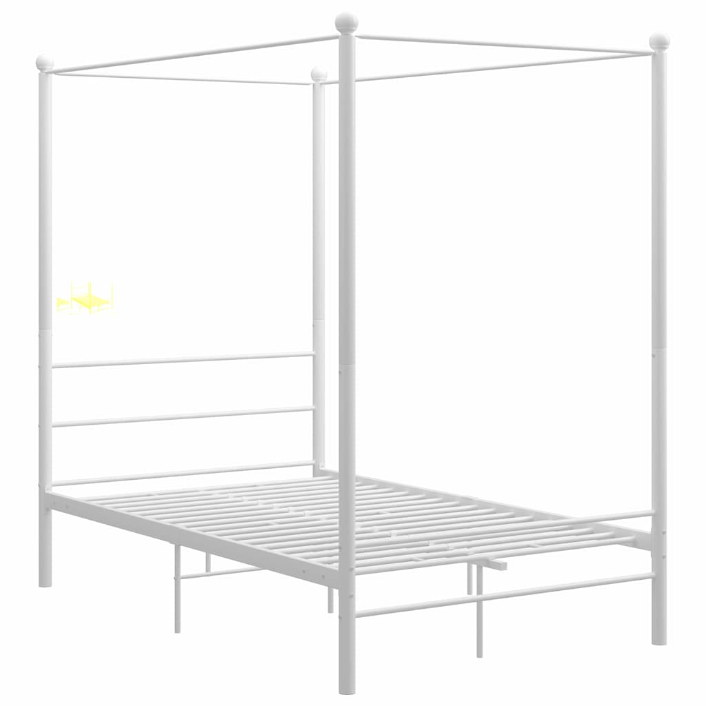 Letto a Baldacchino Bianco in Metallo 140x200 cm