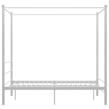 Letto a Baldacchino Bianco in Metallo 140x200 cm