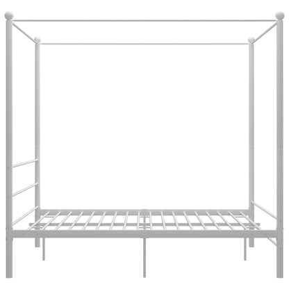 Letto a Baldacchino Bianco in Metallo 160x200 cm - homemem39
