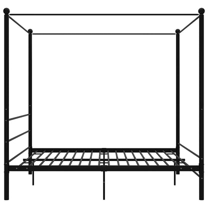 Letto a Baldacchino Nero in Metallo 180x200 cm