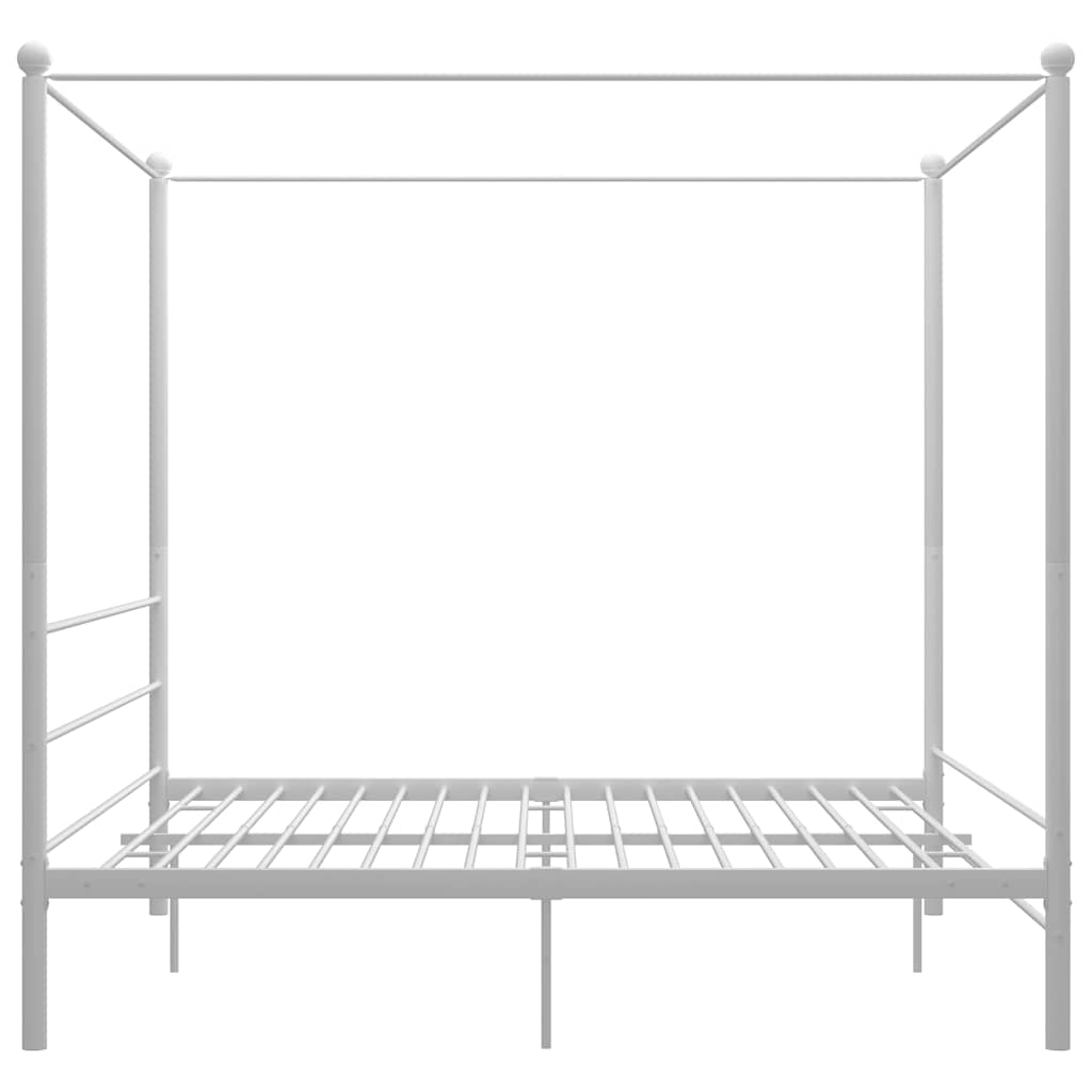 Letto a Baldacchino Bianco in Metallo 200x200 cm