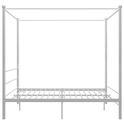 Letto a Baldacchino Bianco in Metallo 200x200 cm