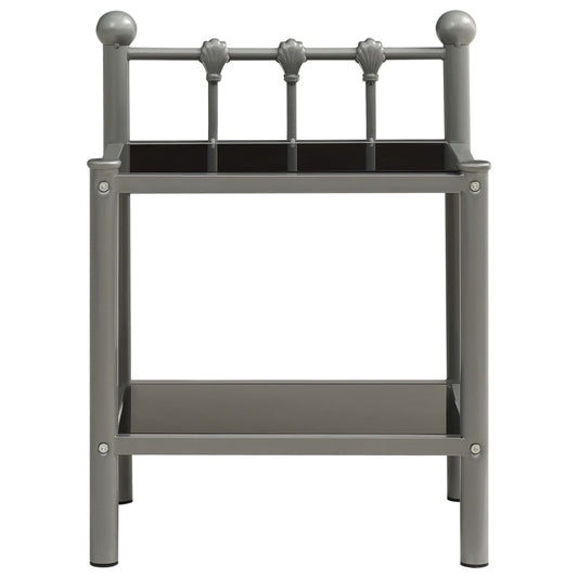 Comodino Grigio e Nero 45x34,5x60,5 cm in Metallo e Vetro - homemem39
