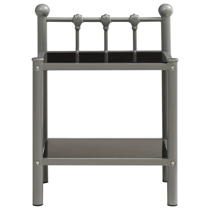 Comodini 2 pz Grigio e Nero in Metallo e Vetro - homemem39