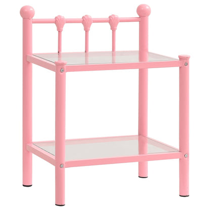 Comodini 2 pz Rosa e Trasparente in Metallo e Vetro - homemem39
