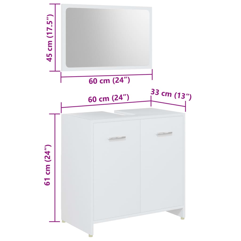 Set Mobili da Bagno 4 pz Bianco in Legno Multistrato | homemem39
