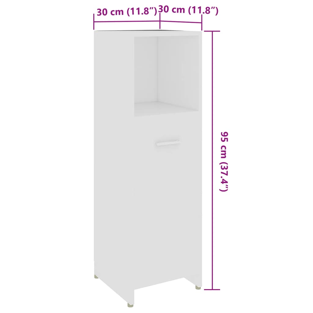 Set Mobili da Bagno 4 pz Bianco in Legno Multistrato | homemem39