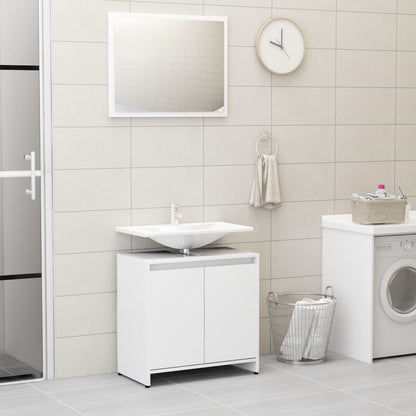 Set Mobili da Bagno 4 pz Bianco in Truciolato | homemem39