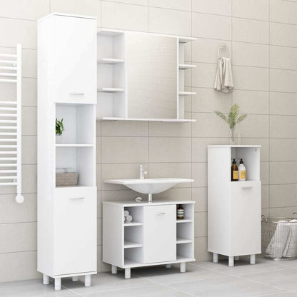 Set Mobili da Bagno 4 pz Bianco in Truciolato