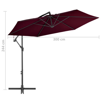 Ombrellone a Sbalzo con Palo in Alluminio 300 cm Bordeaux - homemem39