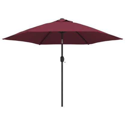 Ombrellone da Giardino con LED Palo Acciaio 300 cm Rosso Bordò