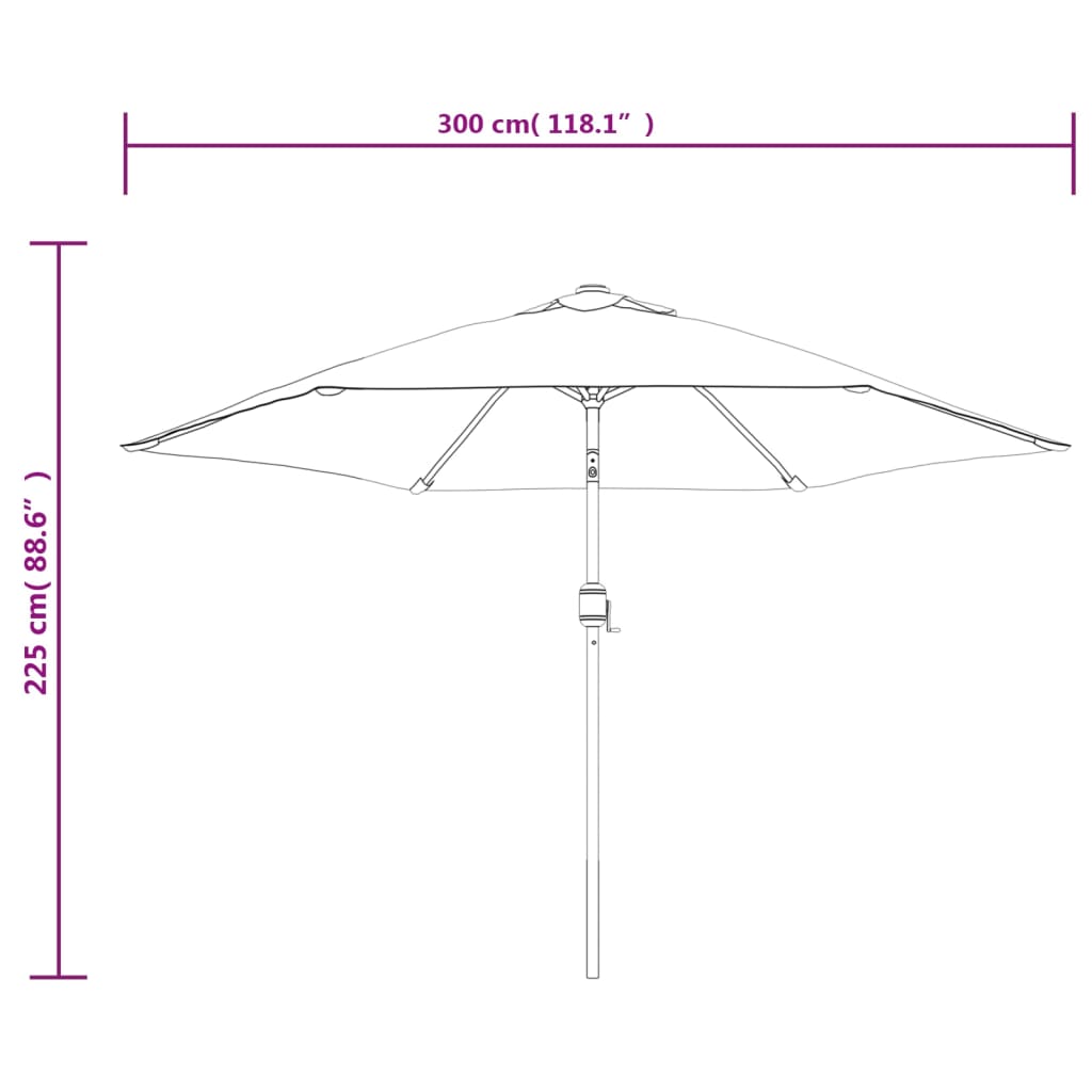 Ombrellone da Giardino con LED Palo Acciaio 300 cm Rosso Bordò | homemem39