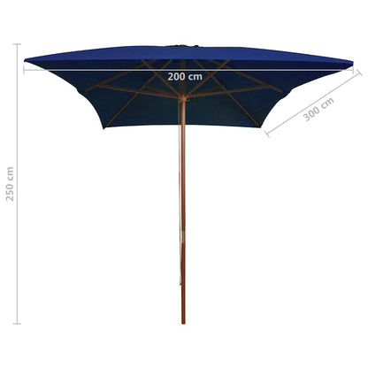 Ombrellone da Giardino con Palo in Legno Blu 200x300 cm | homemem39
