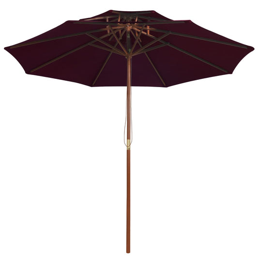 Ombrellone a Due Livelli con Palo in Legno 270 cm Rosso Bordò - homemem39