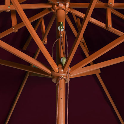Ombrellone a Due Livelli con Palo in Legno 270 cm Rosso Bordò | homemem39