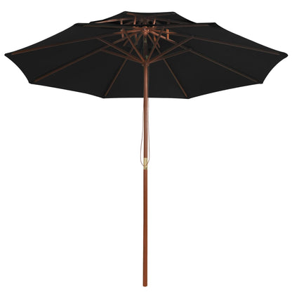 Ombrellone a Due Livelli con Palo in Legno 270 cm Nero - homemem39