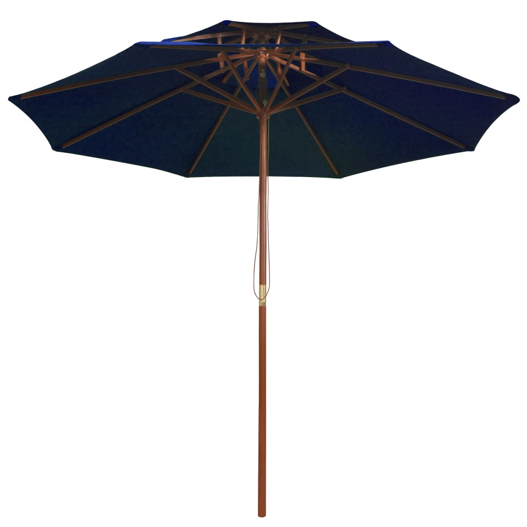 Ombrellone a Due Livelli con Palo in Legno 270 cm Blu | homemem39