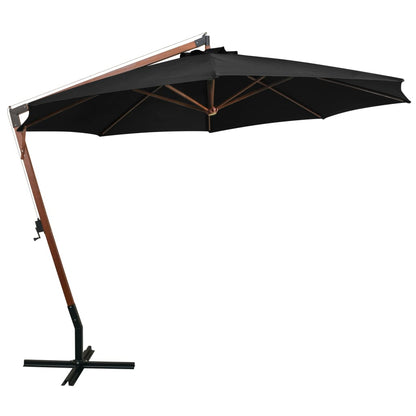 Ombrellone a Sbalzo Nero 3,5x2,9 m Palo in Abete Massello - homemem39
