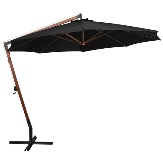 Ombrellone a Sbalzo Nero 3,5x2,9 m Palo in Abete Massello - homemem39