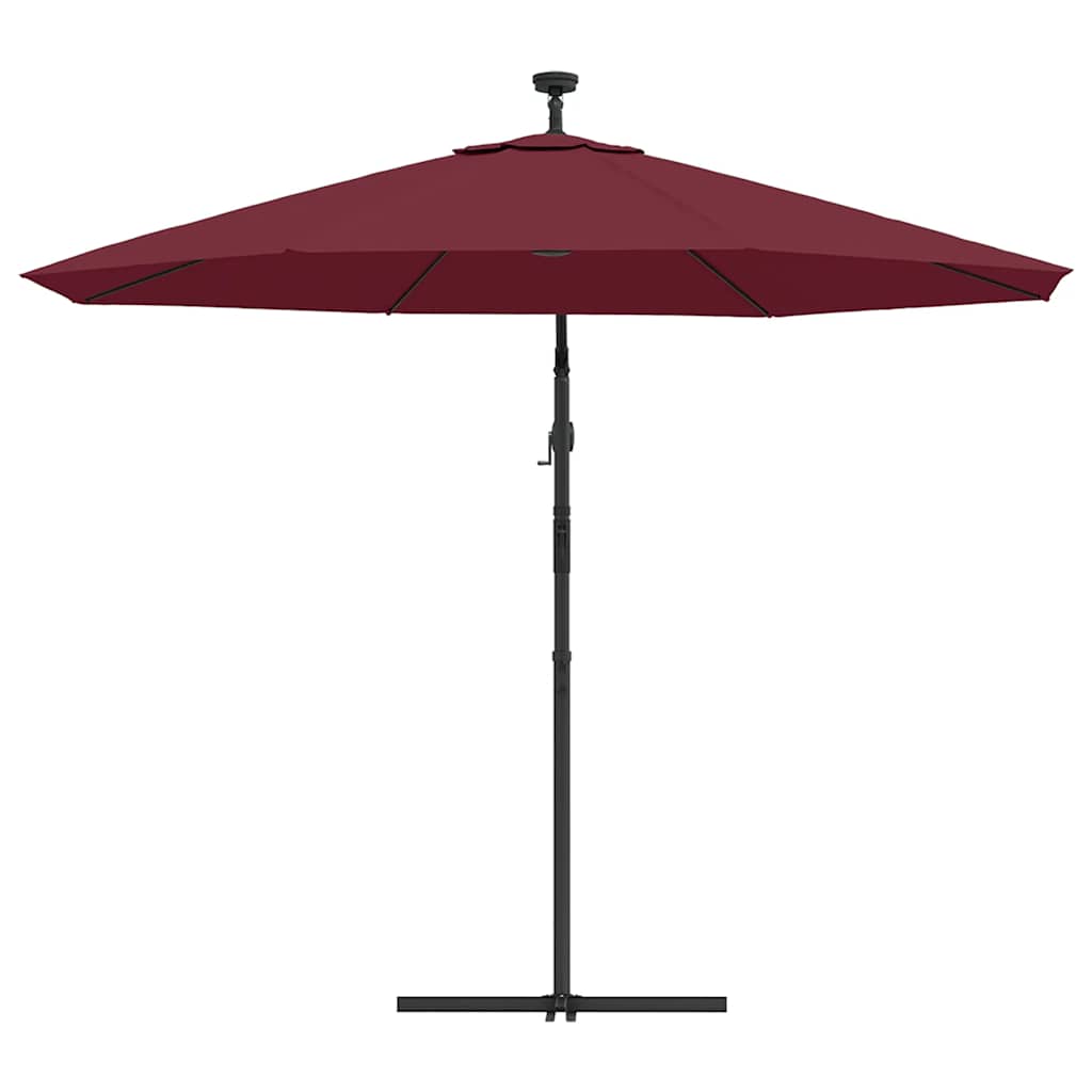 Ombrellone a Sbalzo con LED e Palo in Acciaio 300 cm Rosso Vino | homemem39