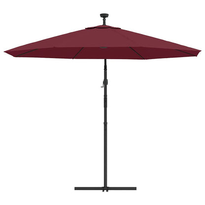 Ombrellone a Sbalzo con LED e Palo in Acciaio 300 cm Rosso Vino | homemem39