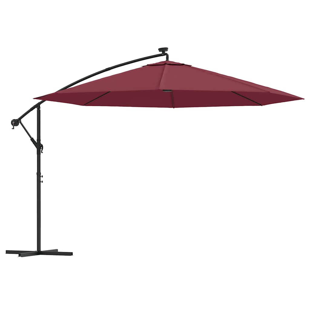 Ombrellone a Sbalzo con LED Rosso Bordò 350 cm | homemem39