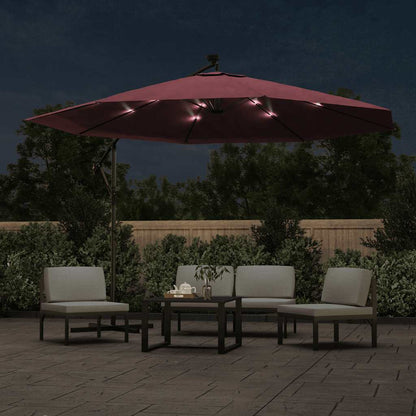 Ombrellone a Sbalzo con LED Rosso Bordò 350 cm | homemem39