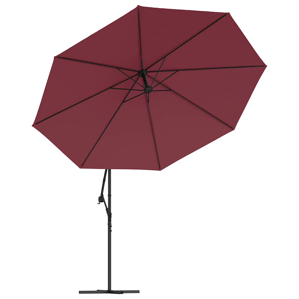 Ombrellone a Sbalzo con LED Rosso Bordò 350 cm | homemem39