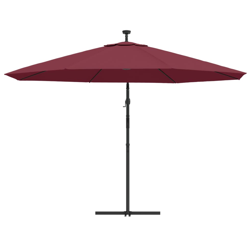 Ombrellone a Sbalzo con LED Rosso Bordò 350 cm | homemem39