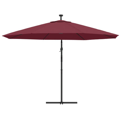 Ombrellone a Sbalzo con LED Rosso Bordò 350 cm | homemem39