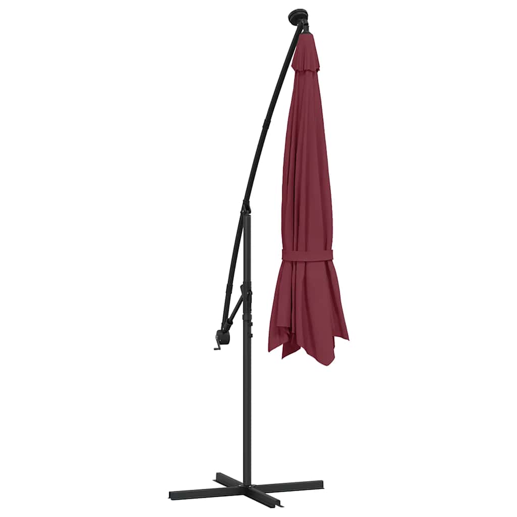 Ombrellone a Sbalzo con LED Rosso Bordò 350 cm | homemem39