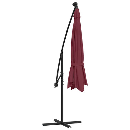 Ombrellone a Sbalzo con LED Rosso Bordò 350 cm | homemem39