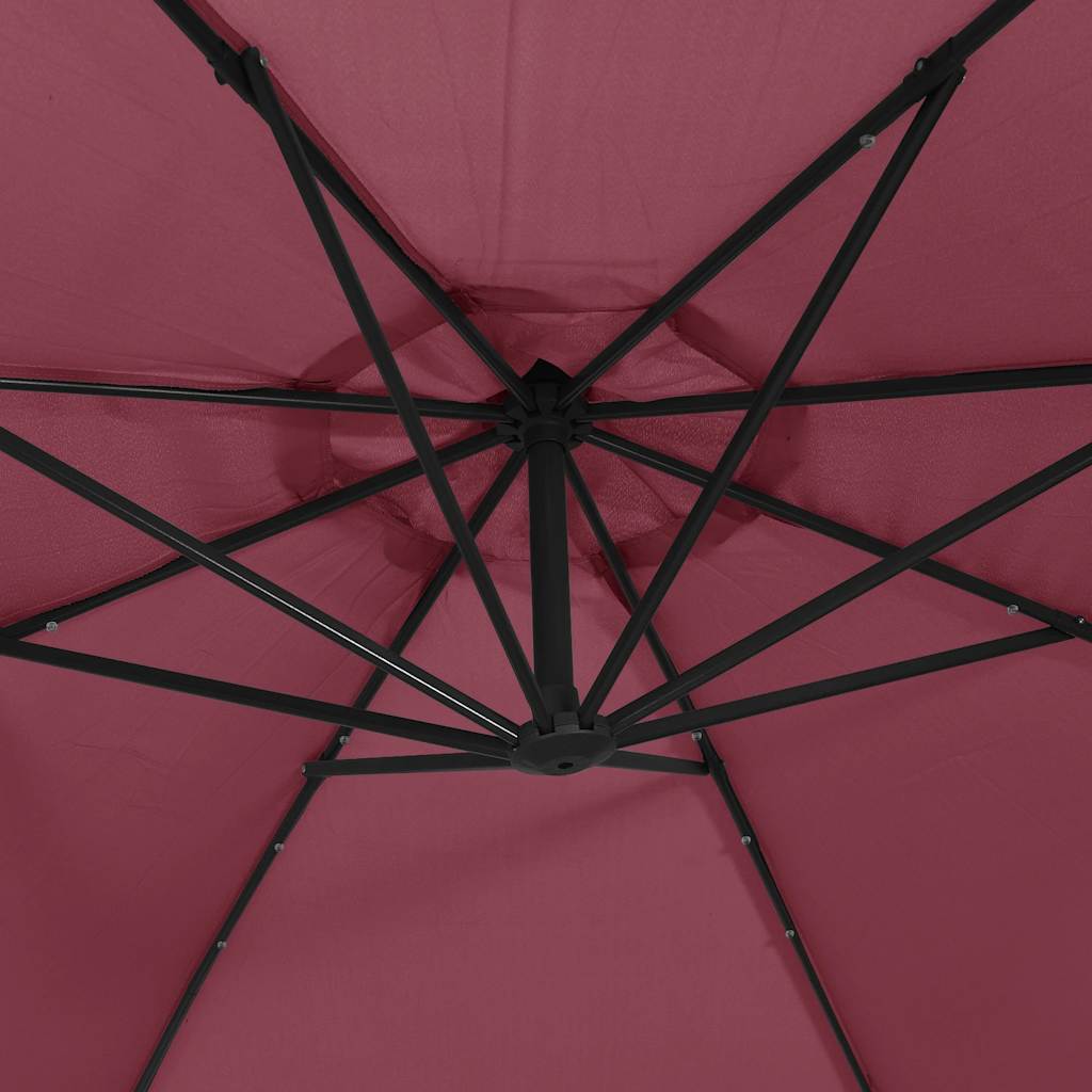 Ombrellone a Sbalzo con LED Rosso Bordò 350 cm | homemem39