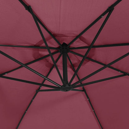 Ombrellone a Sbalzo con LED Rosso Bordò 350 cm | homemem39