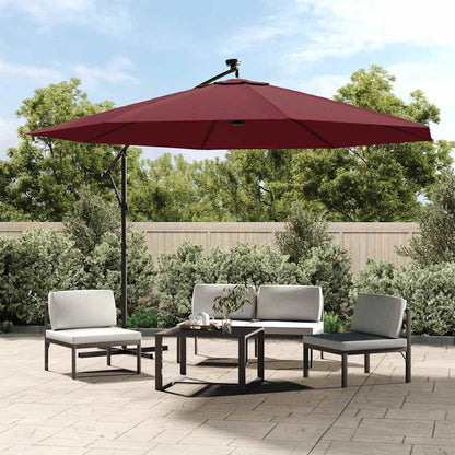 Ombrellone a Sbalzo con LED Rosso Bordò 350 cm | homemem39